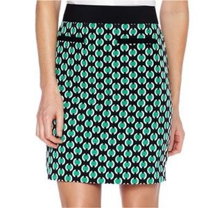 NWT Worthington Black and Teal Patterned Pencil Skirt